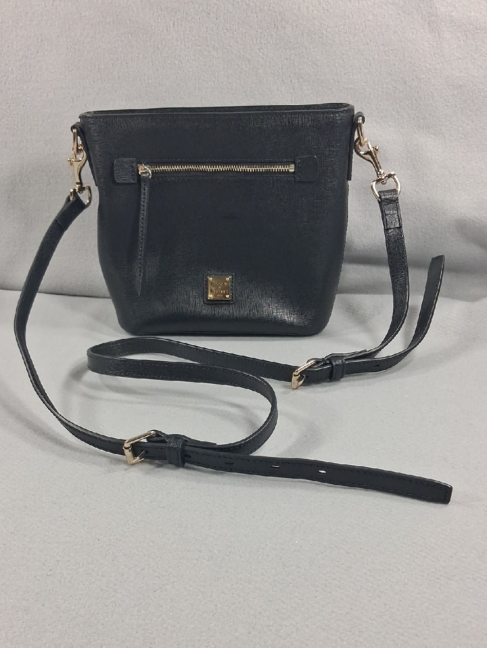 Dooney & Bourke Black Leather Crossbody with Gold Hardware
